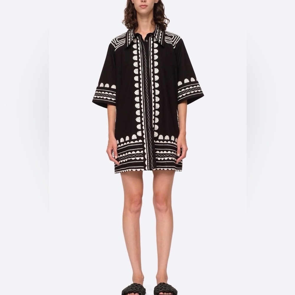 NWOT Sea New York Ryleigh Embroidered Ric Rac Shirt Dress Size XS - Picture 2 of 9